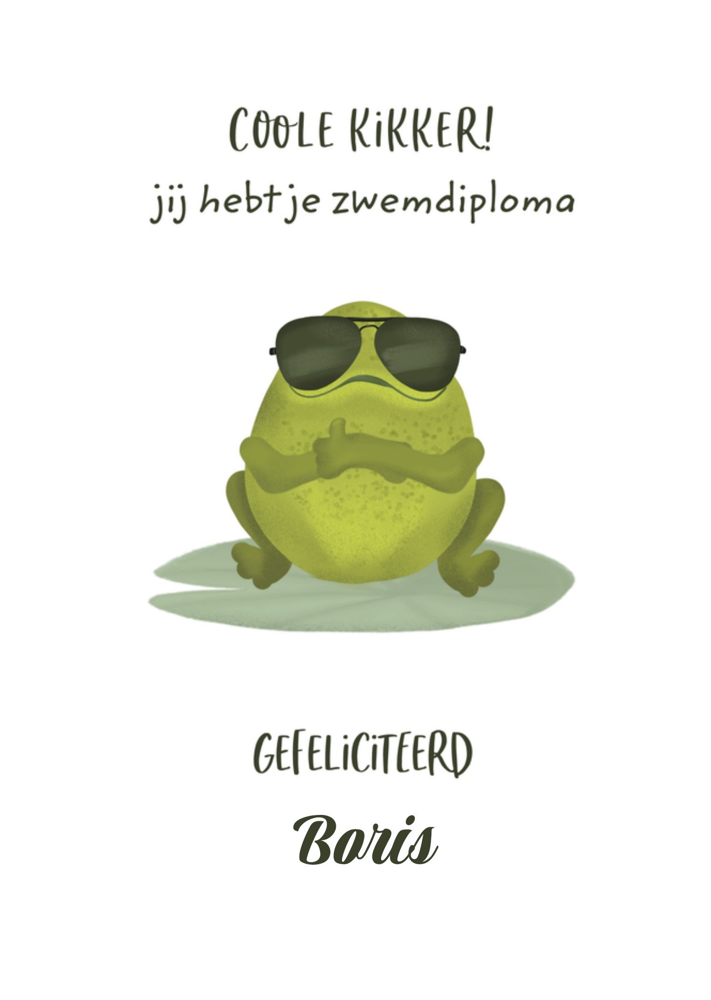Zwemdiploma kaart Coole kikker Kaart Tsjip