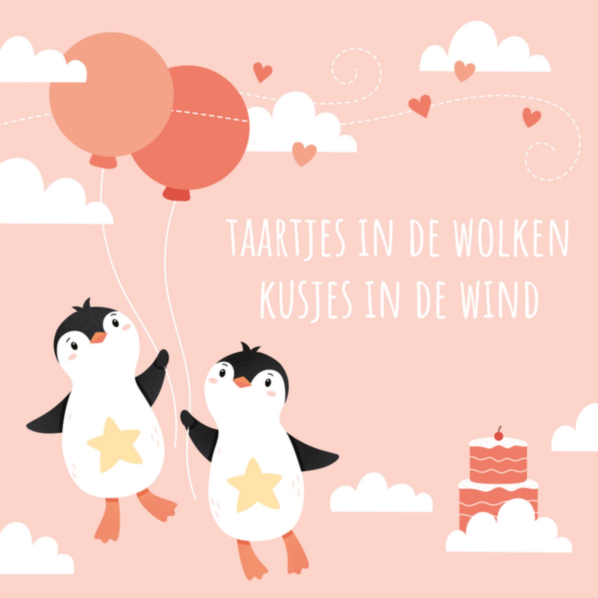 Kleine Vlindervoetjes Condoleancekaart Taartjes in de wolken Vierkant