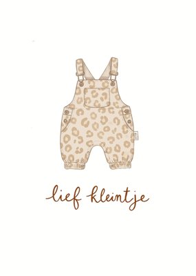 Greetz | Geboortekaart | Lief kleintje | Geïllustreerde luipaardprint tuinbroek
