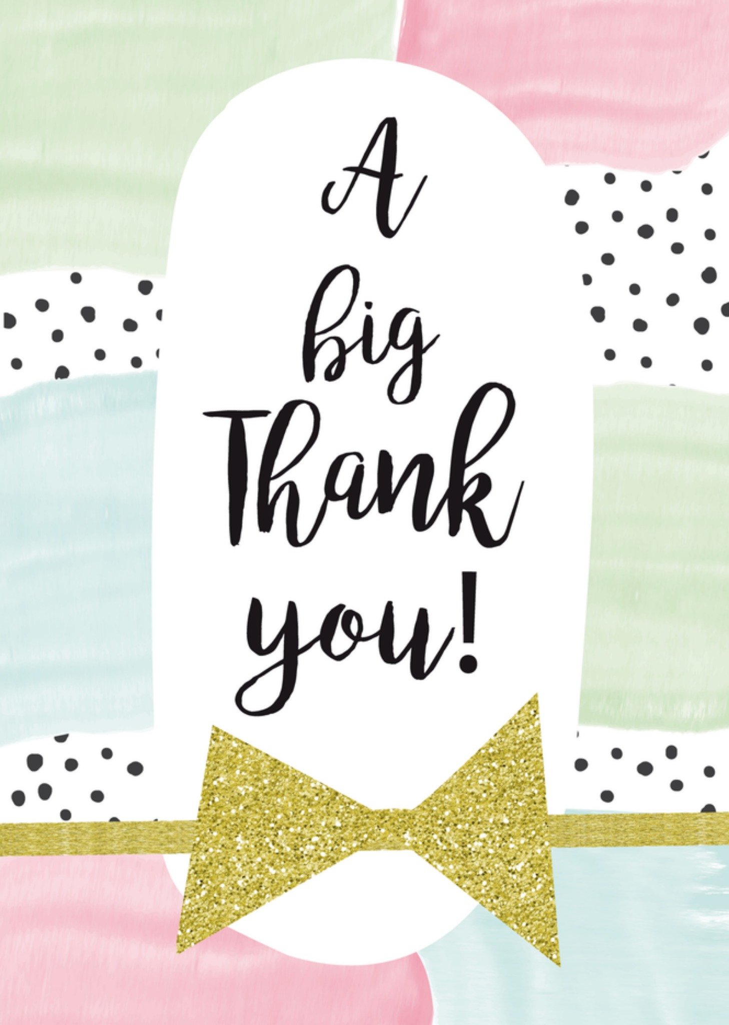 Bedankt kaartje Strik Goud Stippen Wit Kaart Tsjip