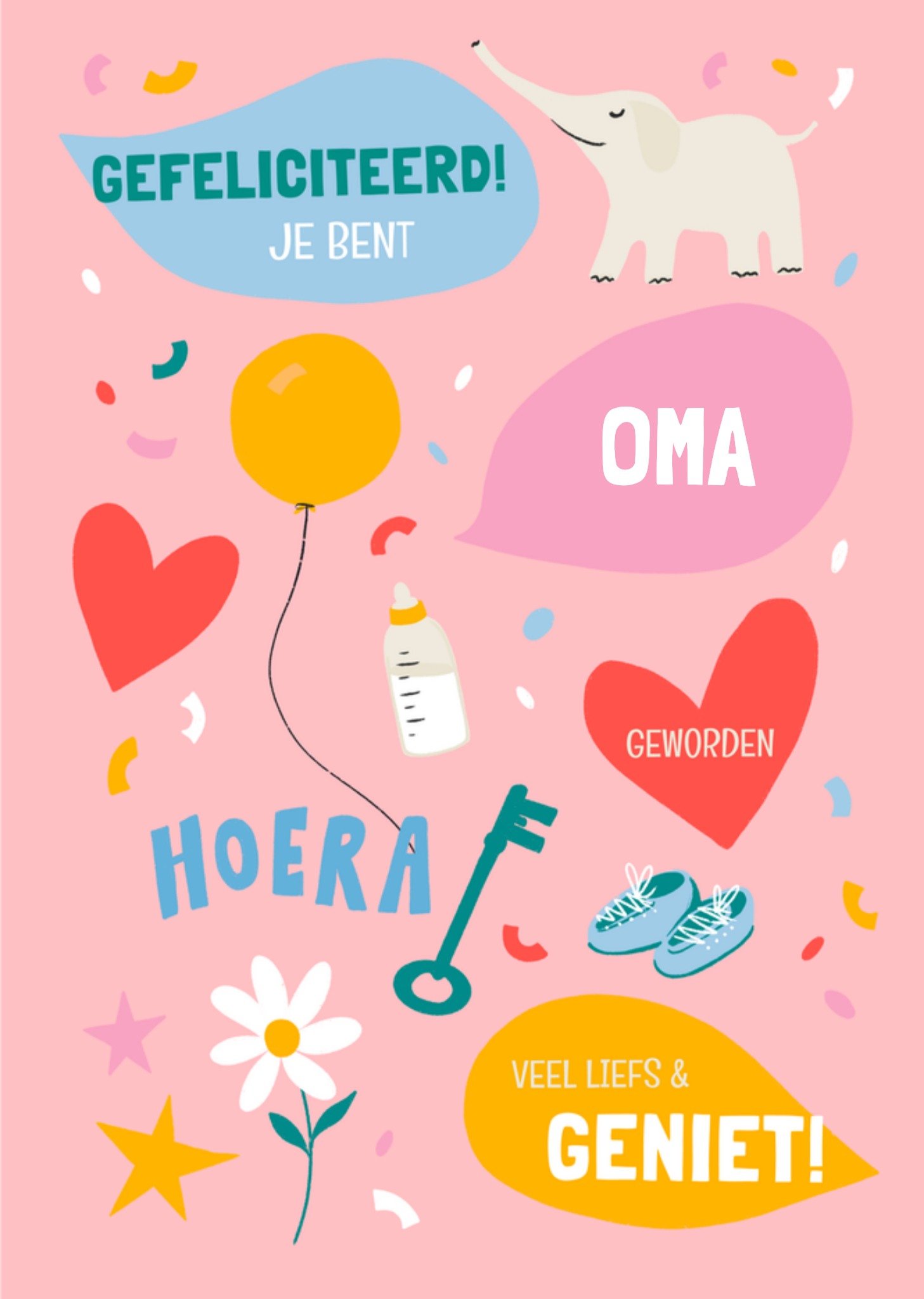 Geboortekaart Oma Veel liefs geniet Greetz
