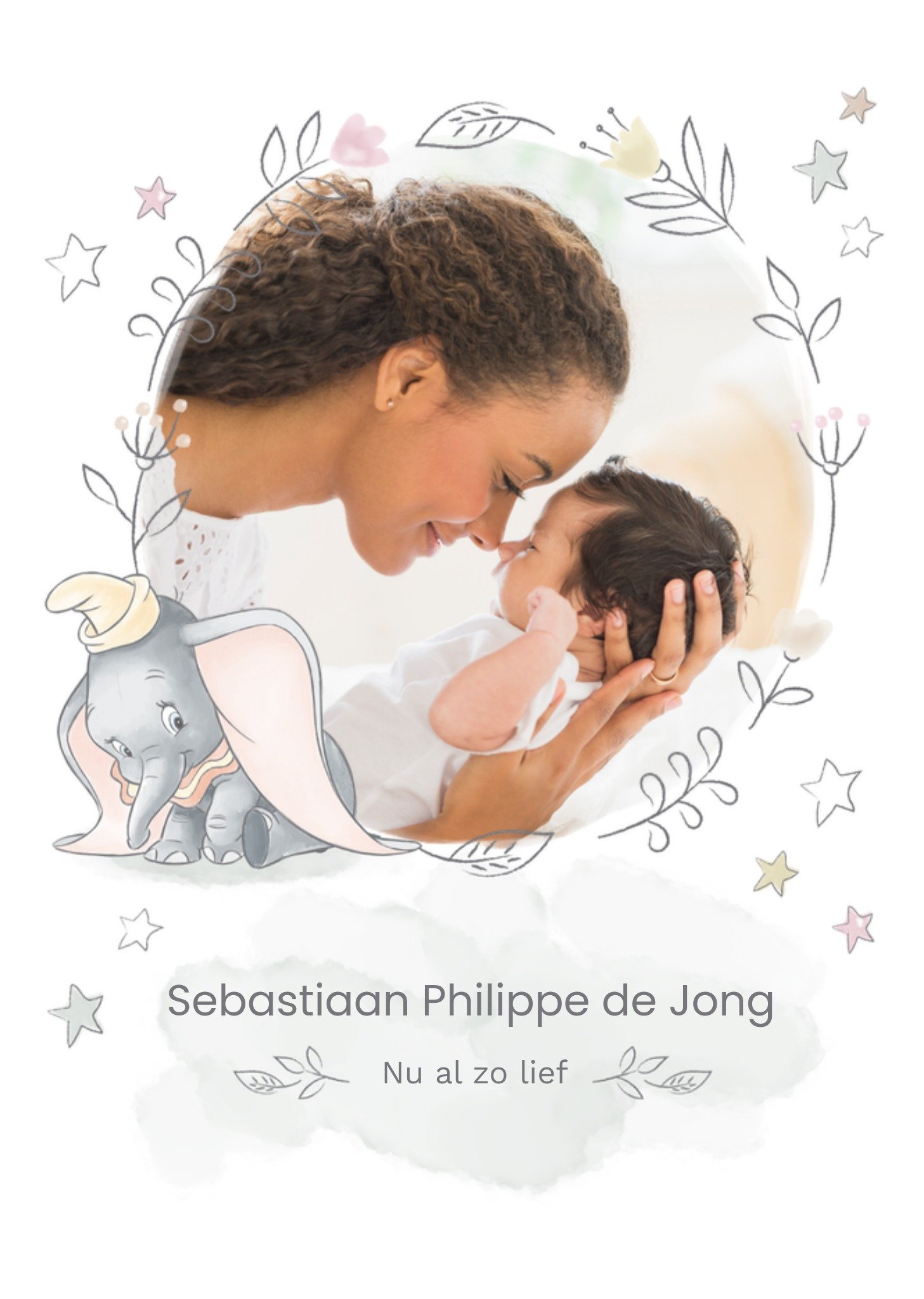 Geboortekaart Dumbo Met foto Kaart Disney