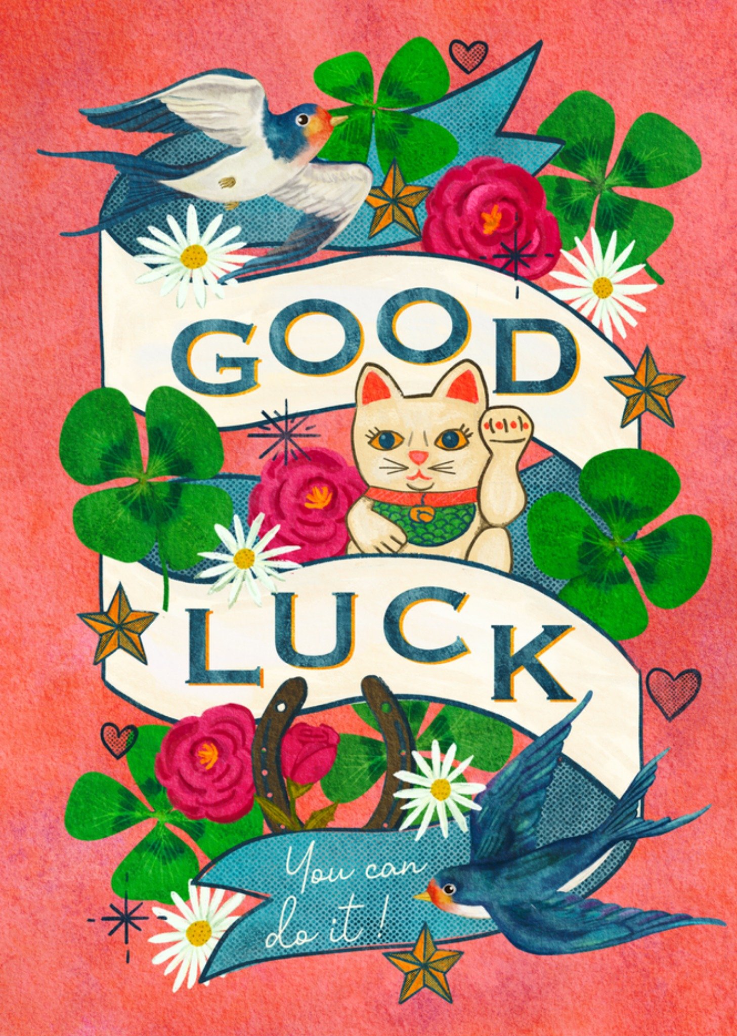 Succes kaart kat vogels Kaart Petit Konijn