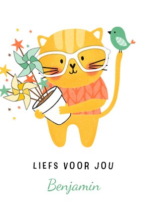 Liefs Voor Jou Geïllustreerde Kat Kaart