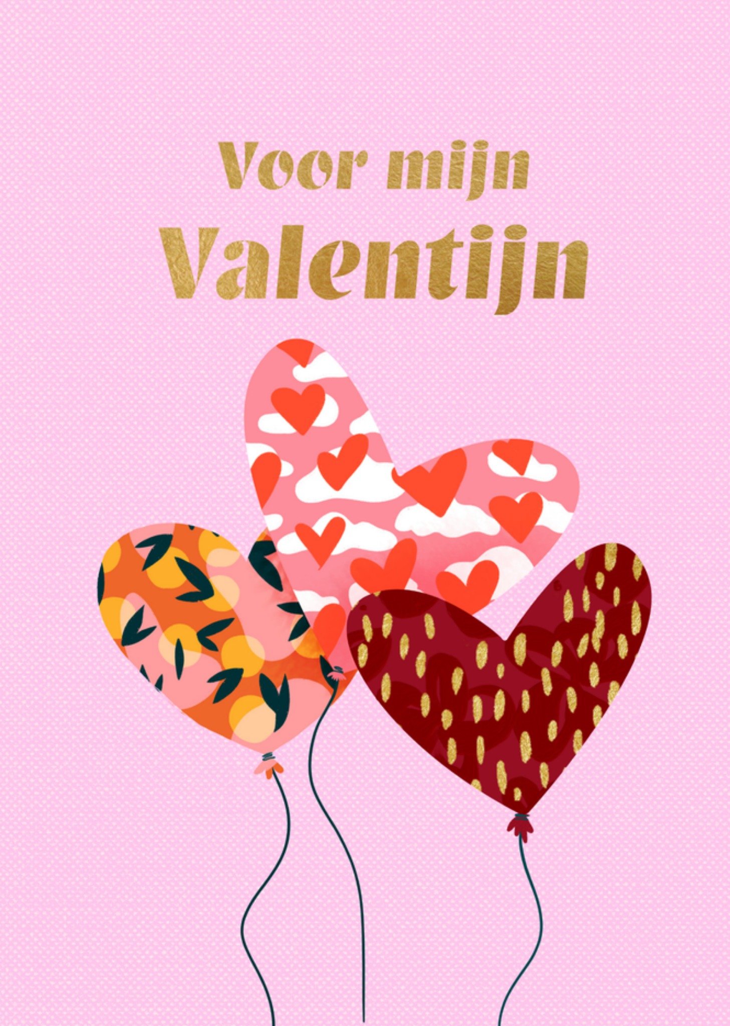 Valentijnskaart ballonnen hartjes Kaart Greetz