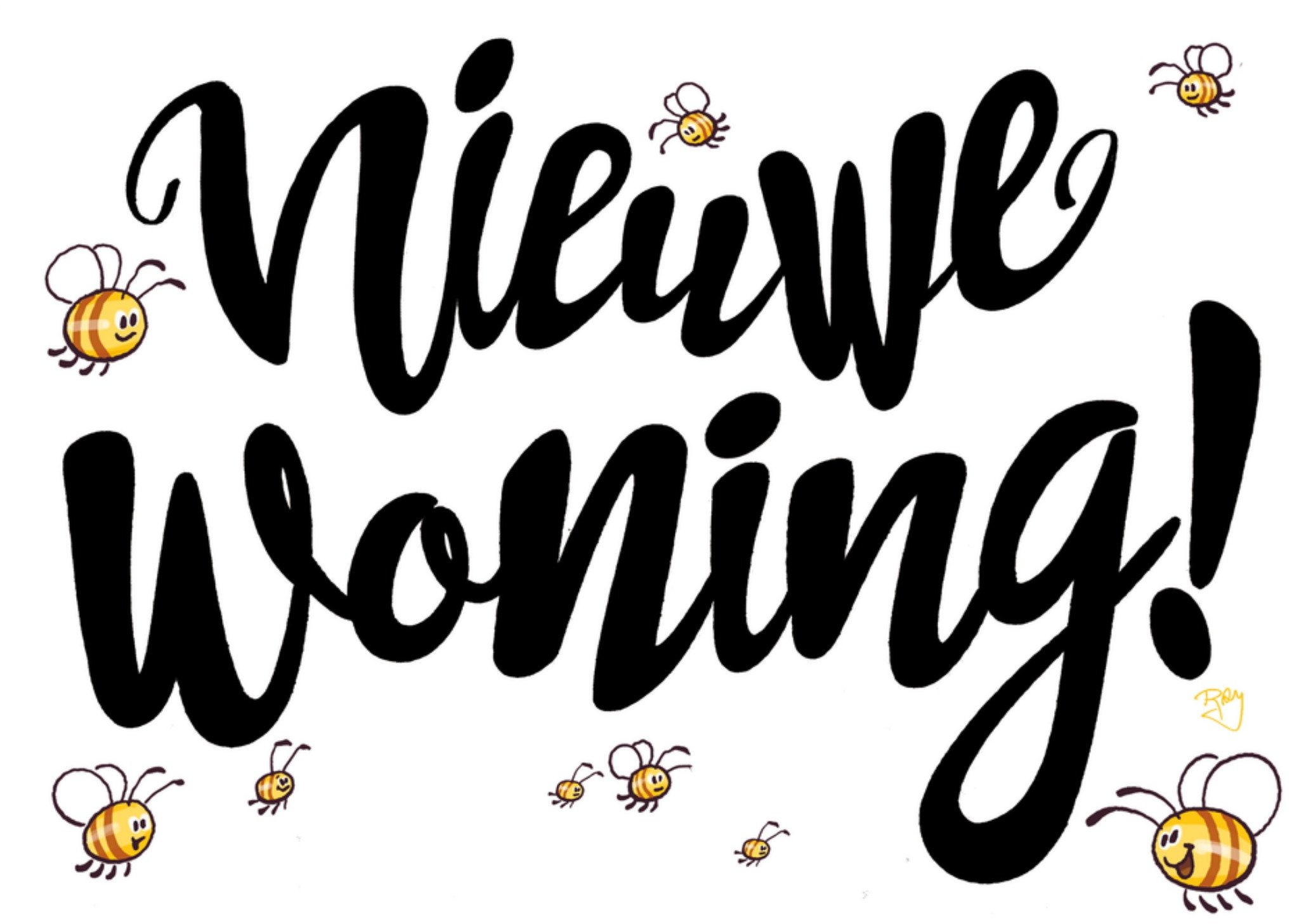 Nieuwe woning bijen Kaart Doodles