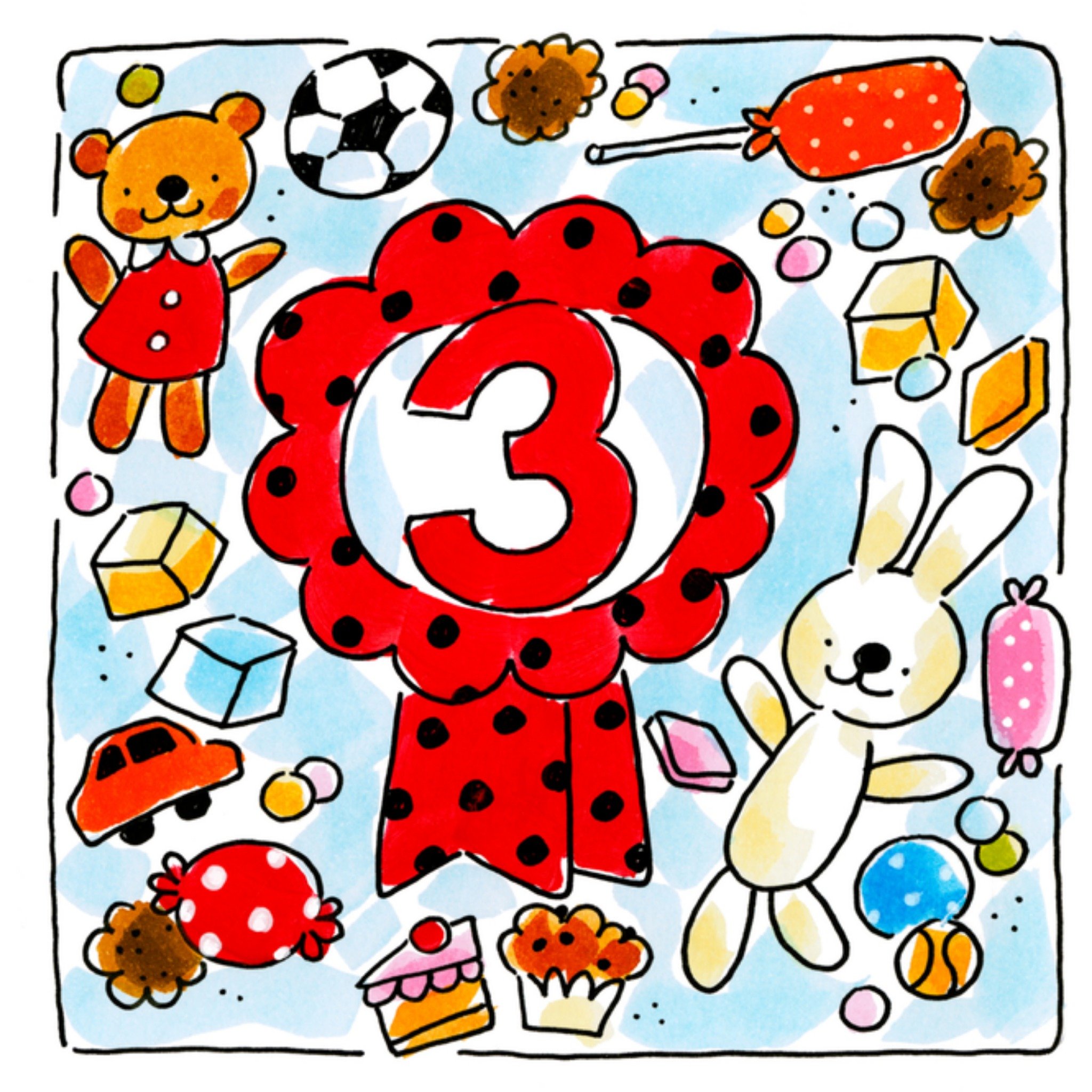 Verjaardagskaart 3 jaar Vierkante Kaart Blond Amsterdam