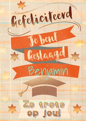 Je Bent Geslaagd Geïllustreerde Afstudeerhoed Kaart