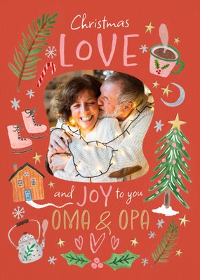 Greetz | Kerstkaart | Christmas Love And Joy To You Oma & Opa | Aanpasbare Fotokaart