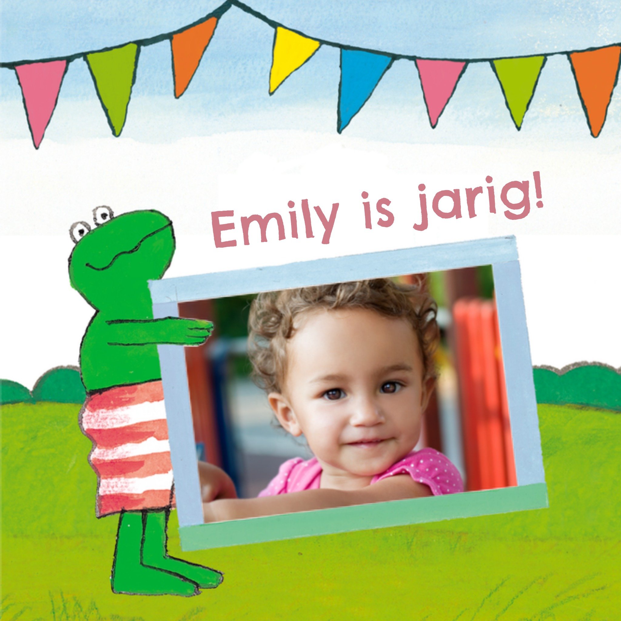 Verjaardagskaart Met foto en naam Vierkante Kaart Kikker