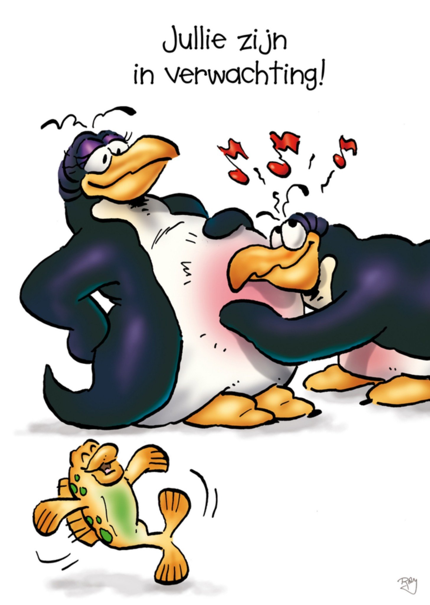 Doodles - Zwangerschapskaart - Pinguïn
