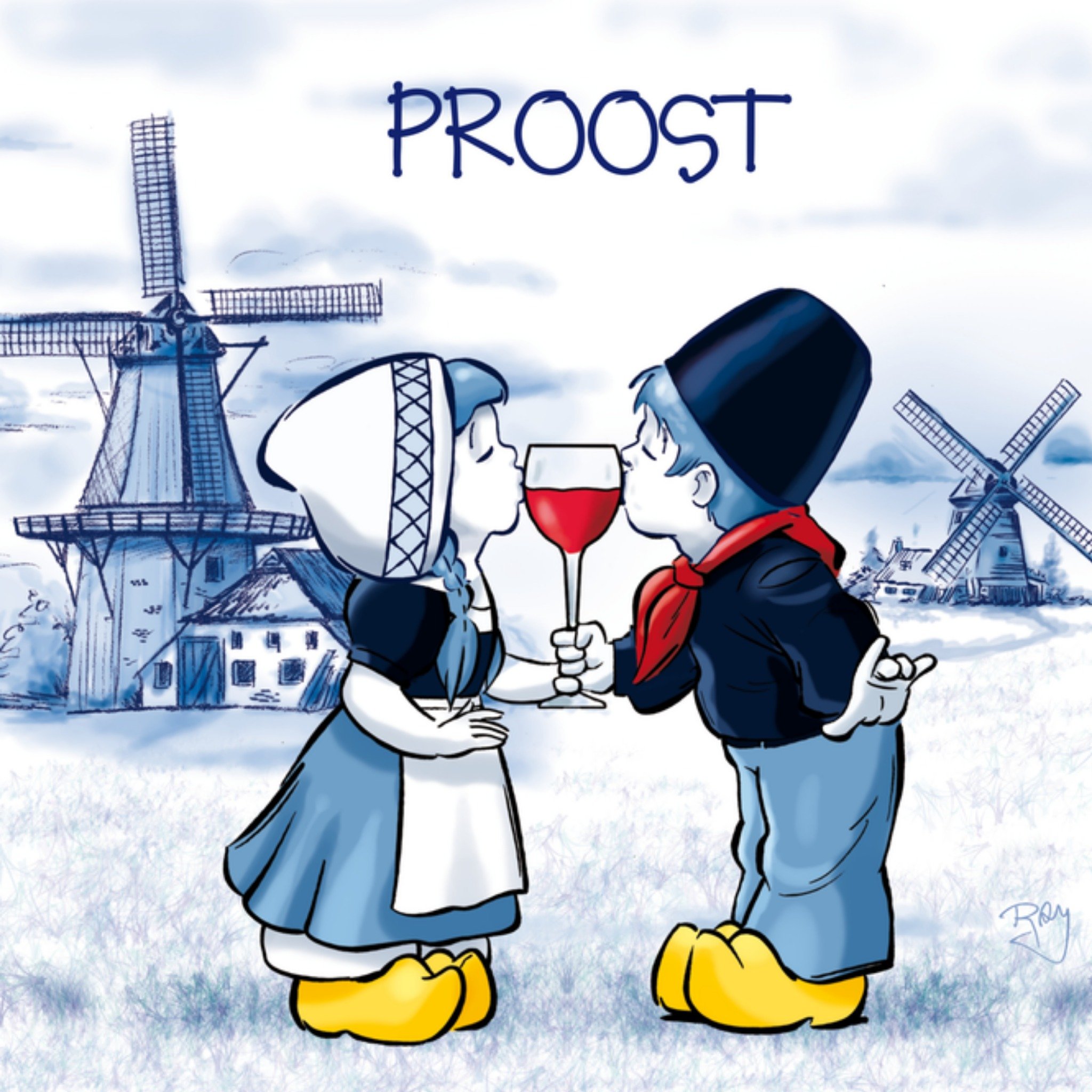 Old Dutch | Verjaardagskaart | Proost | Square Card