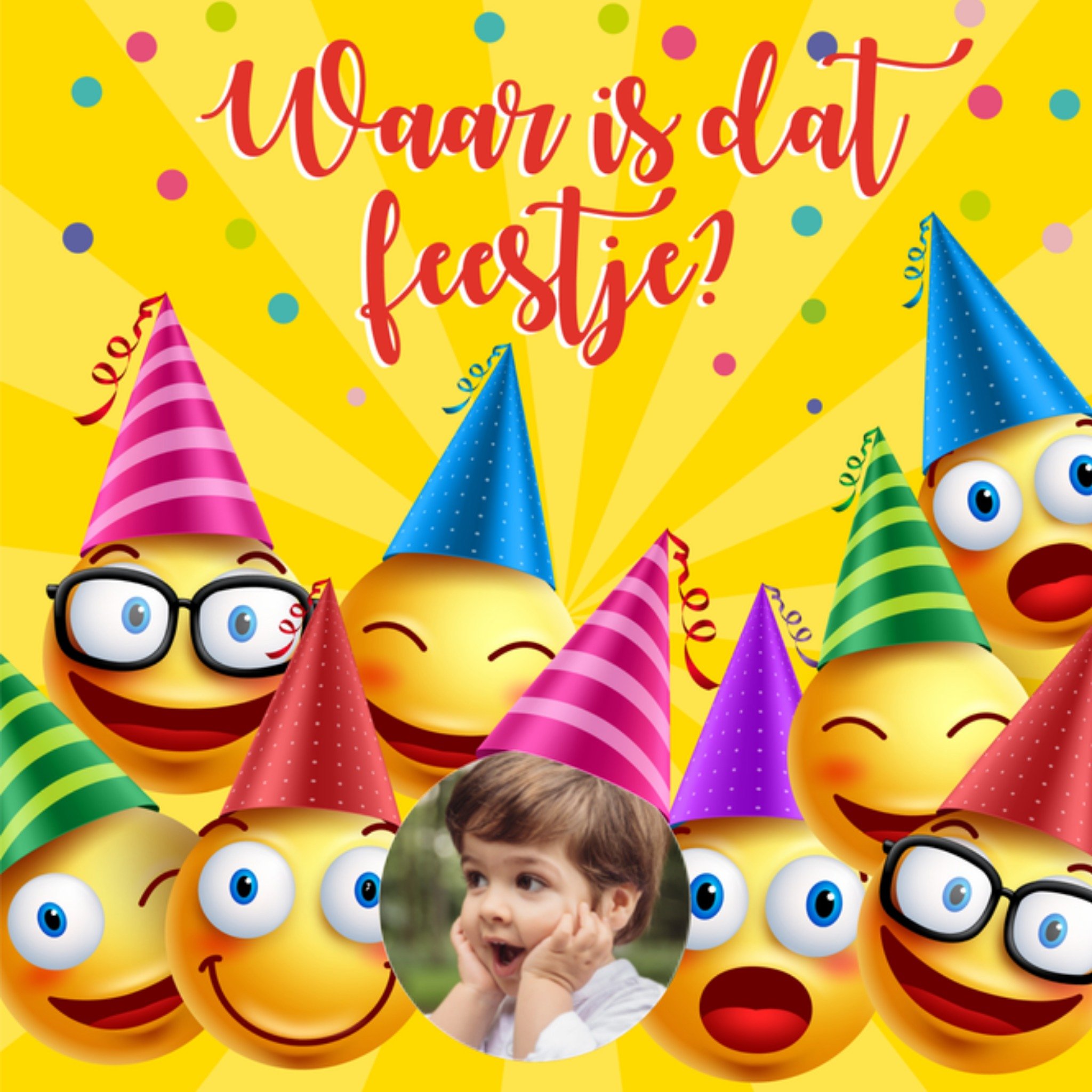 Verjaardag Emoticon Kind Vierkante Kaart Paperclip