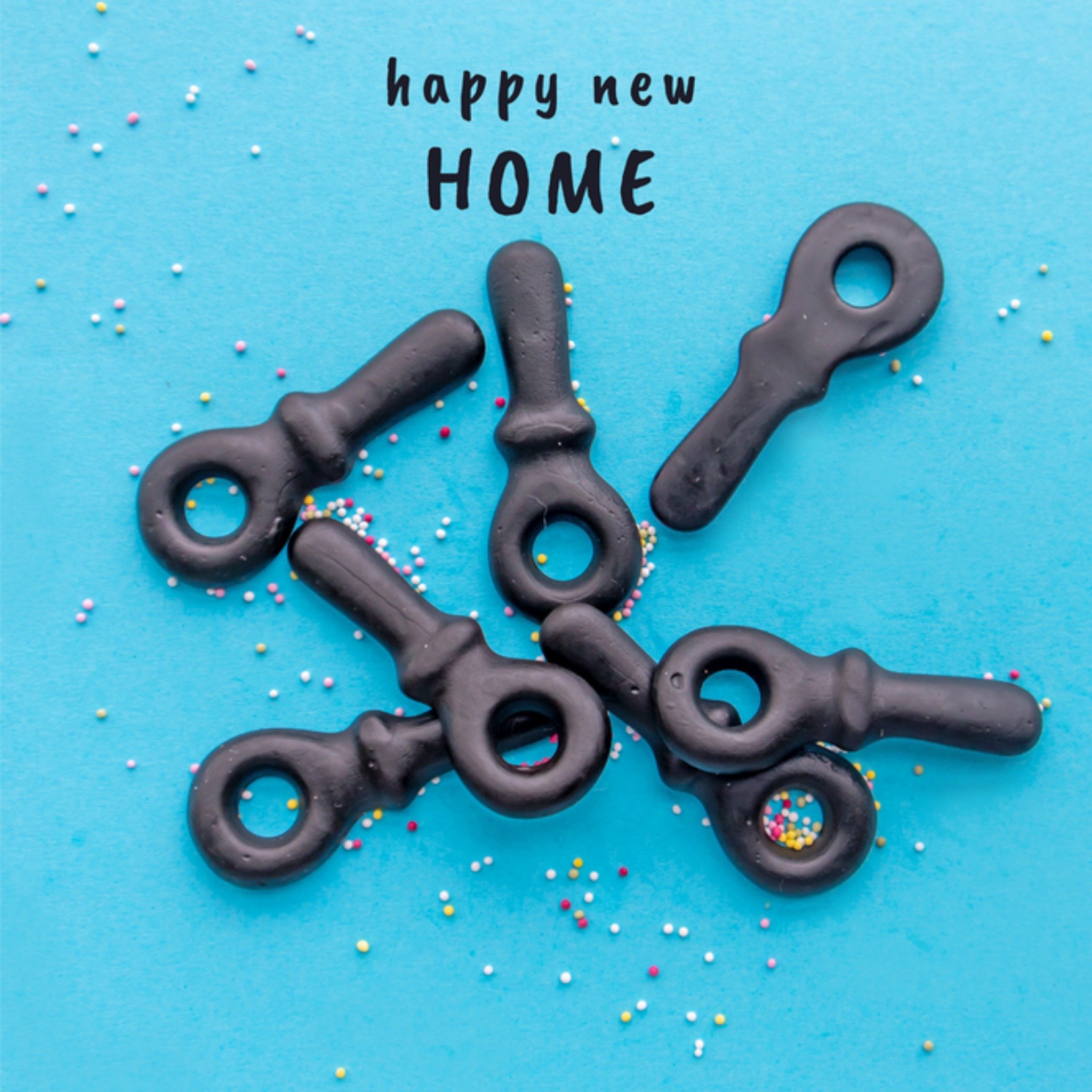 Nieuwe woning kaart Snoepjes Vierkante Kaart Photoflash