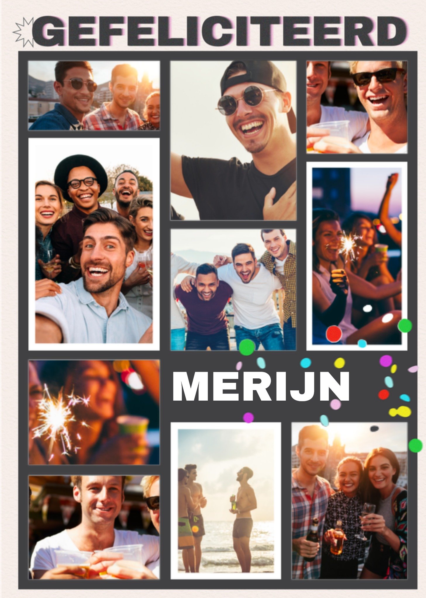 Verjaardagskaart Met fotos Aanpasbare naam Gefeliciteerd Kaart Greetz