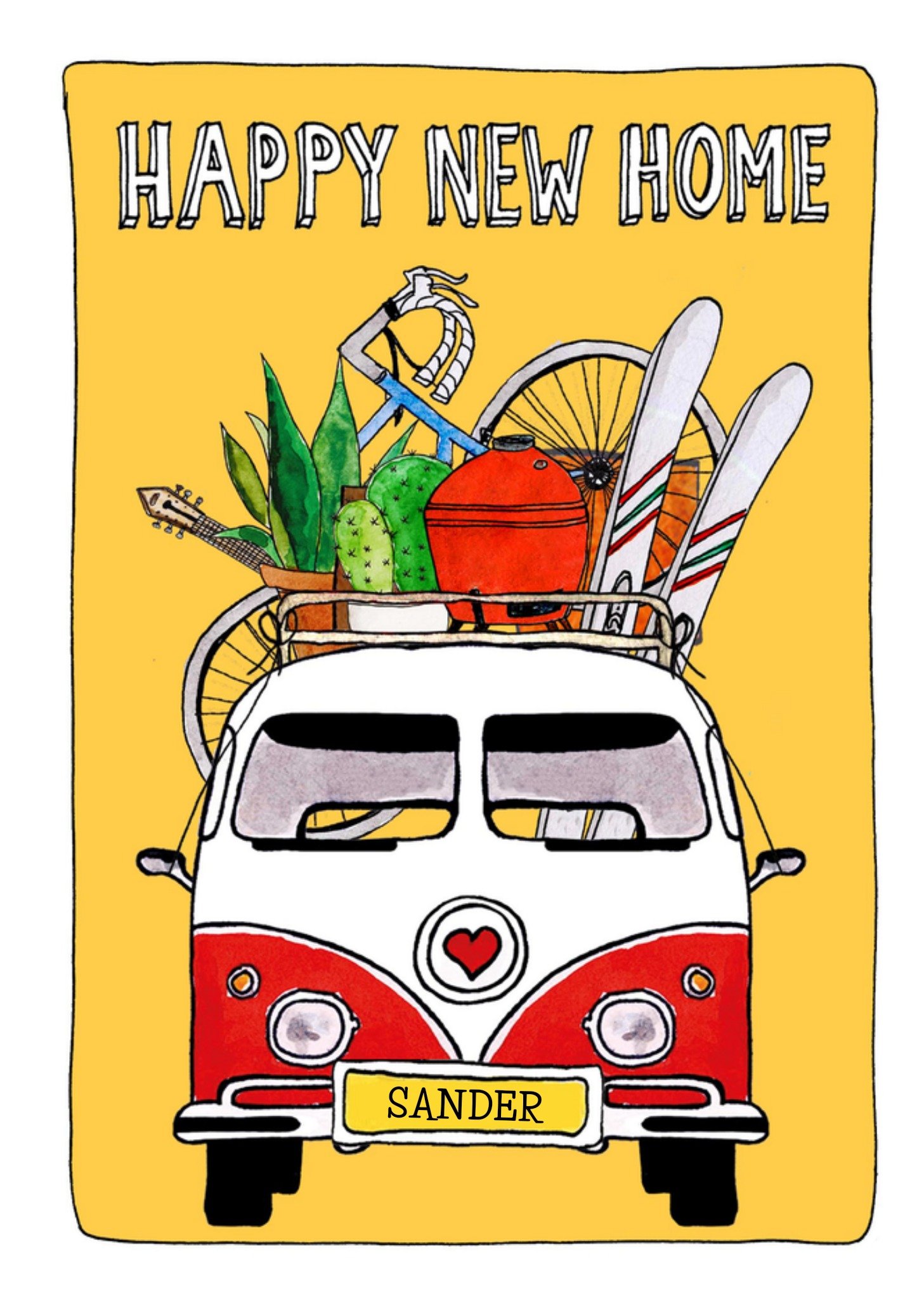 Nieuwe Woning kaart Camper busje Met naam Kaart Sandysign