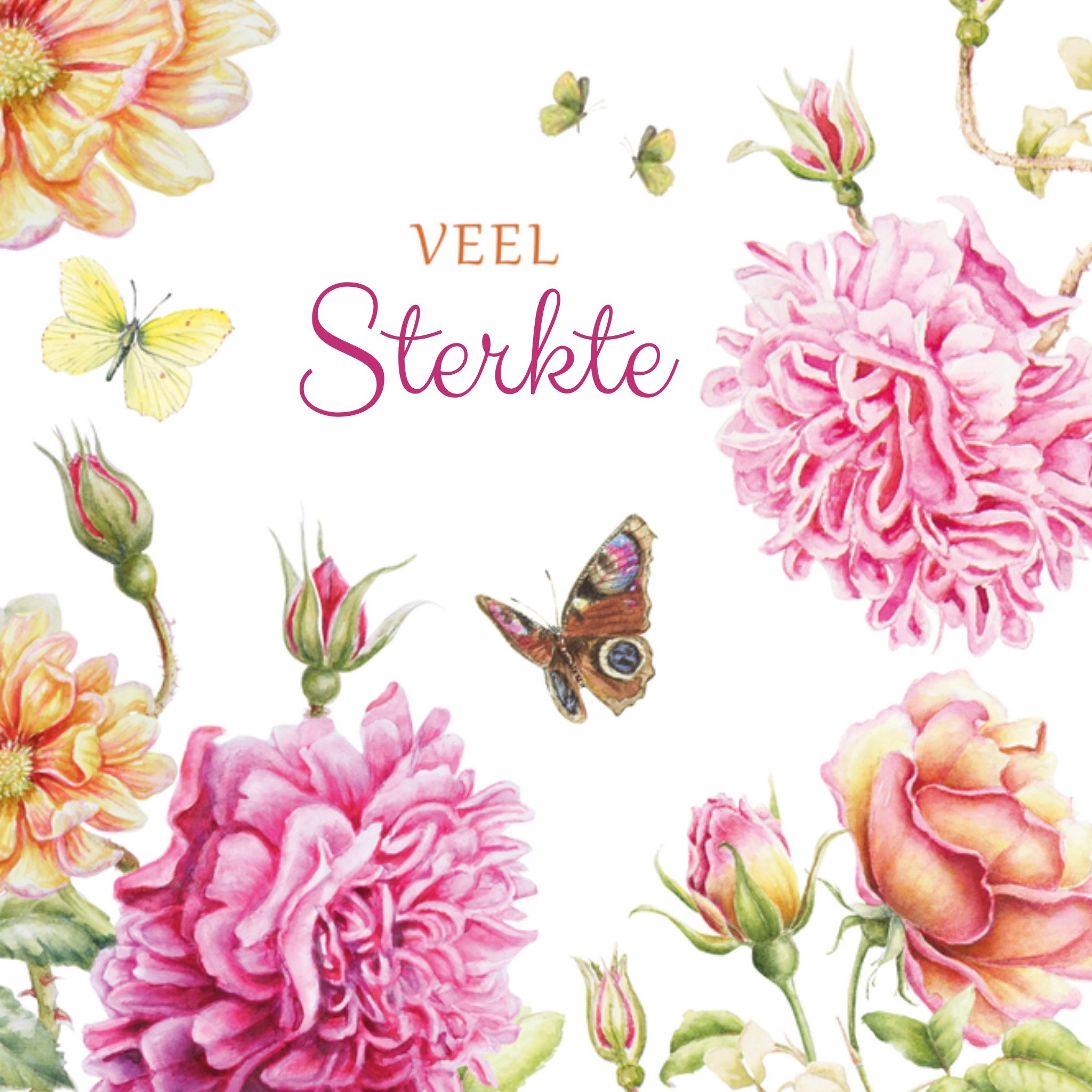 Sterkte kaart Vlinders en bloemen Vierkante Kaart Janneke Brinkman