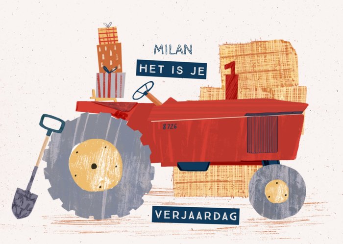 Greetz | Verjaardagskaart | tractor met naam