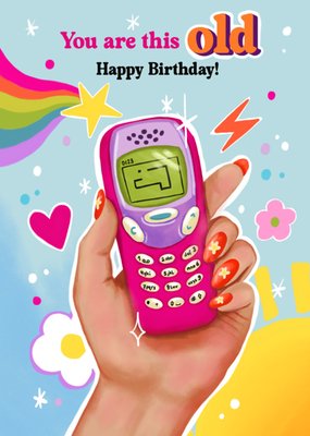 Aniet Illustration | Verjaardagskaart | You Are This Old | Phone