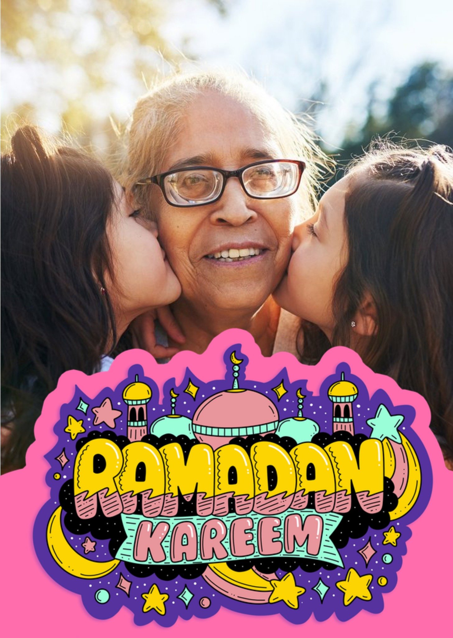 Harkiran Kalsi Eid Mubarak kaart Ramadan Kareem Typografische kaart Aanpasbare foto Kaart The London Studio