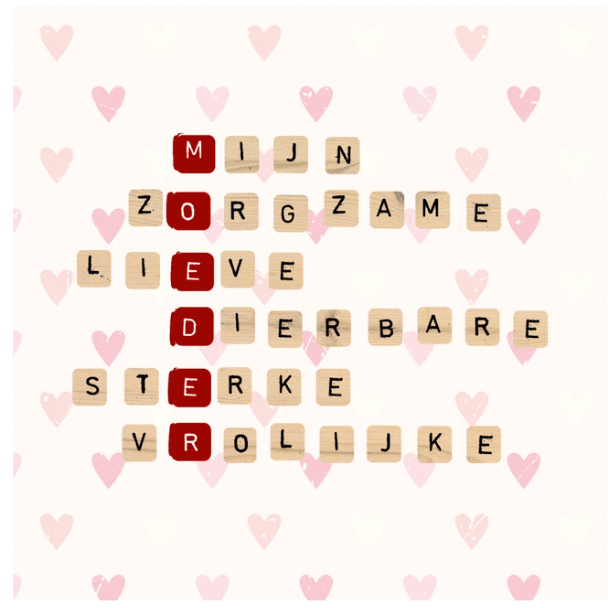 Moederdagkaart tekst.. Vierkante Kaart Paperclip