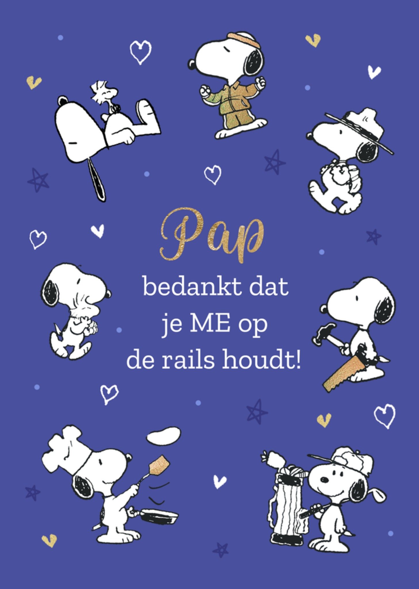 Peanuts snoopy Verjaardagskaart Pap bedankt dat je me op de rails houdt! Kaart Peanuts Snoopy