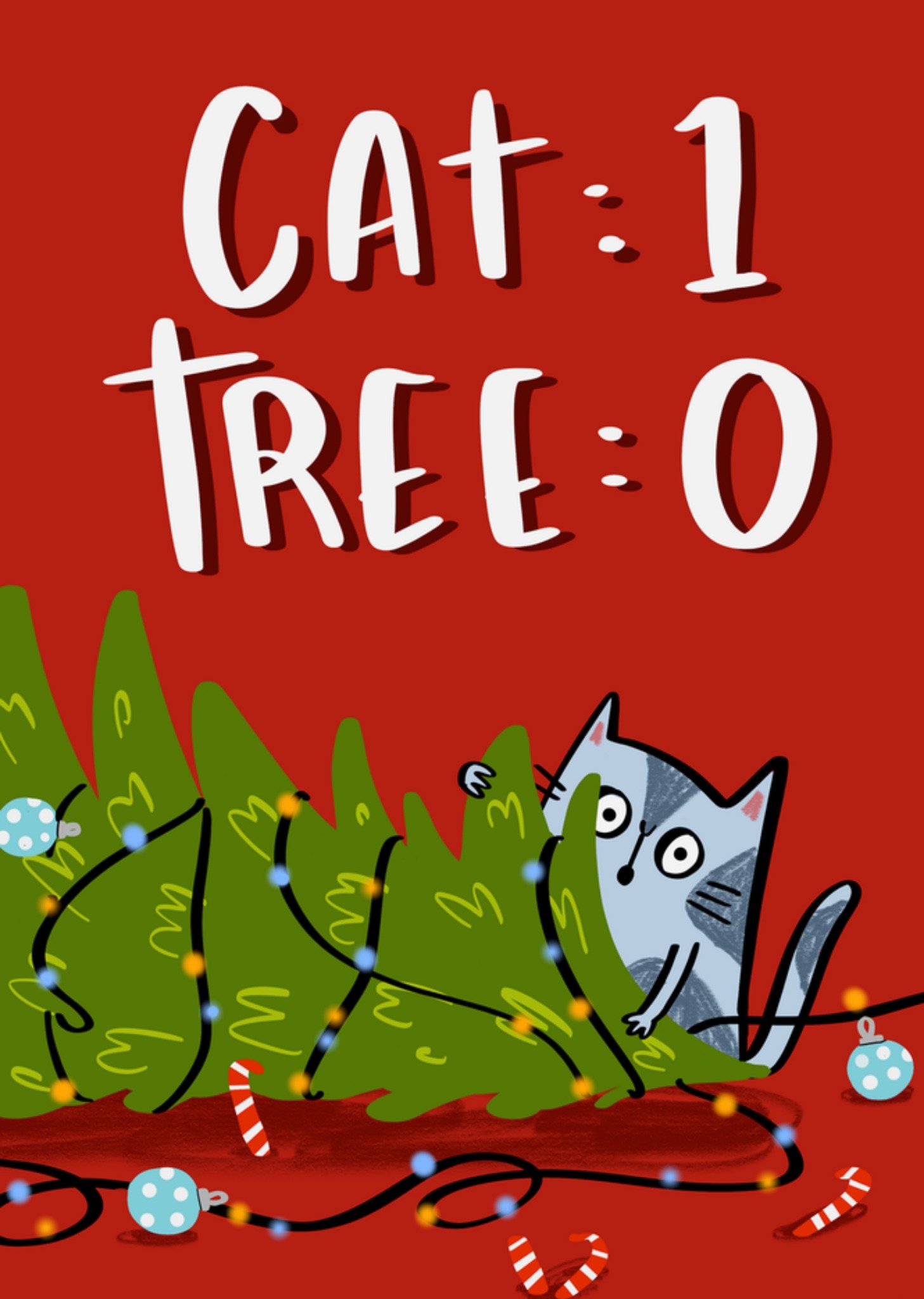 Kerstkaart grappig Kat Lucy Maggie