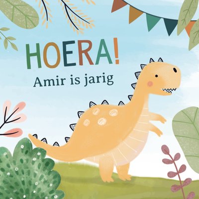 Geïllustreerde Dinosaurus Verjaardag Kaart
