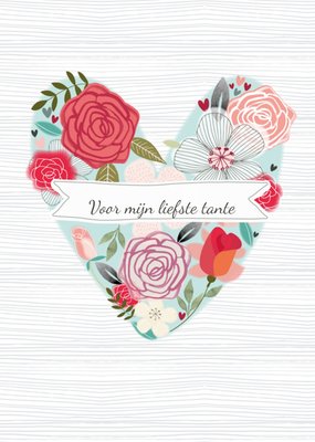 Voor Mijn Liefste Tante Geïllustreerd Bloemenhart Kaart