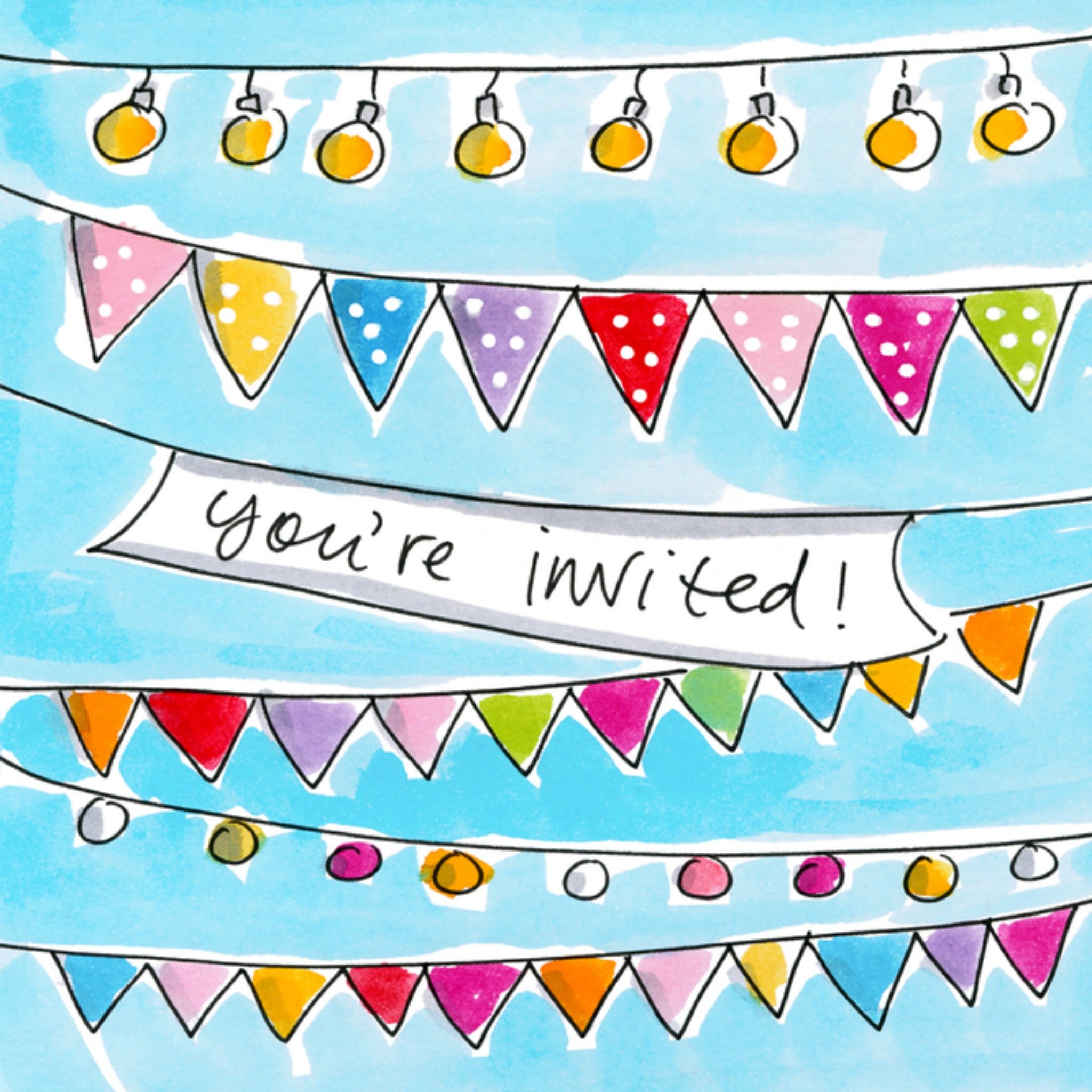 Uitnodiging verjaardag slinger Vierkante Kaart Blond Amsterdam