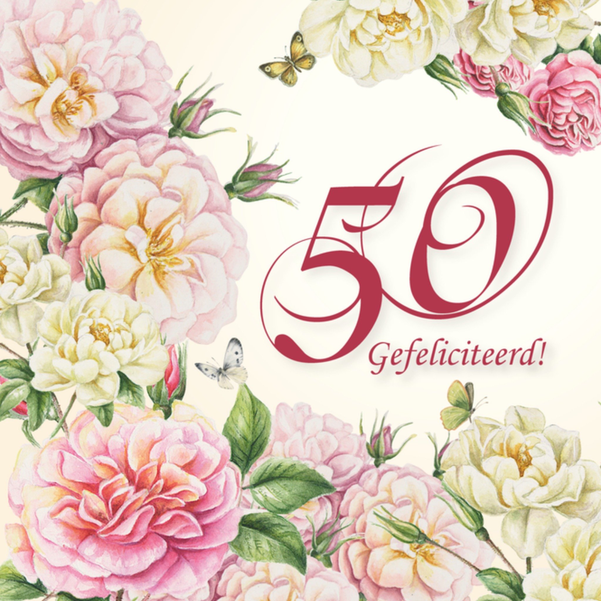 Felicitatiekaart huwelijk Bloemen 50 Vierkante Kaart Janneke Brinkman
