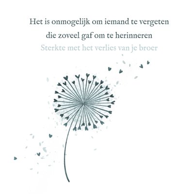 Het Is Onmogelijk Om Iemand Te Vergeten Geïllustreerde Paardenbloem Sterkte Bij Verlies Van Broer Kaart