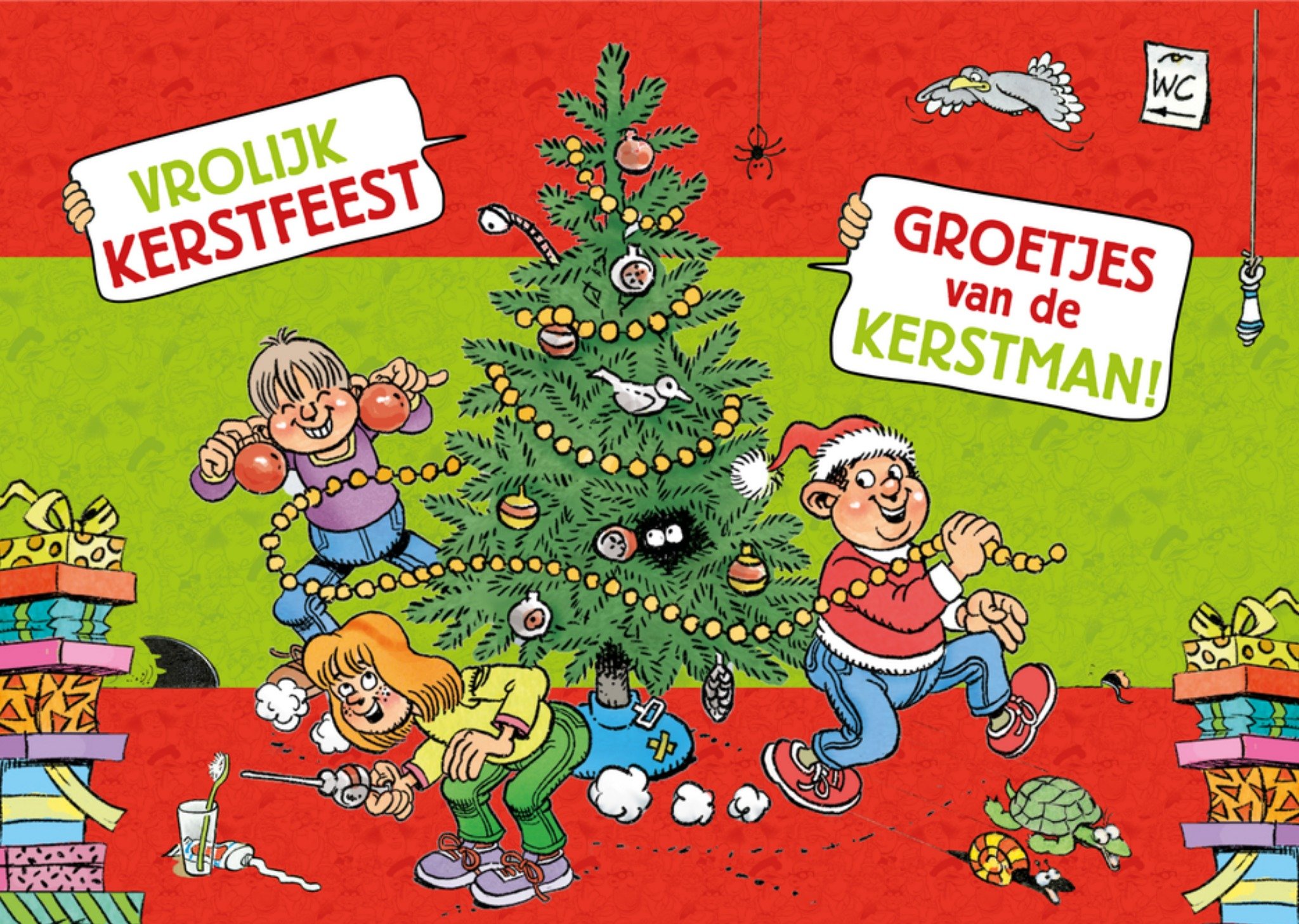 Kerstkaart Groetjes van de kerstman! Jan van Haasteren Junior