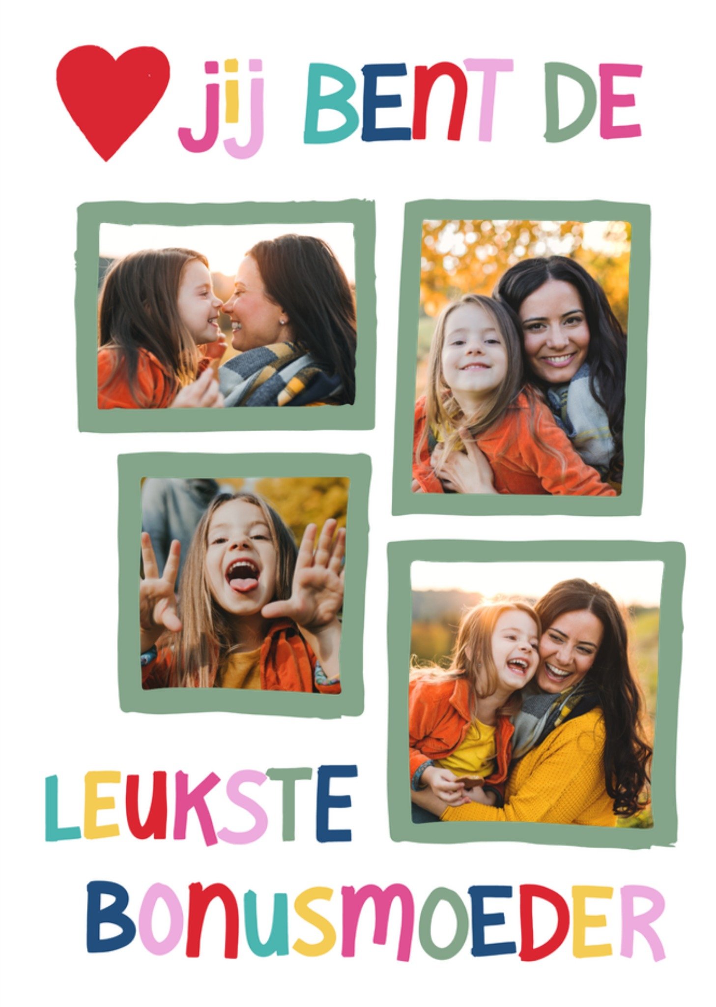 Moederdagkaart Jij bent de leukste bonusmoeder Fotokaart Kaart Greetz