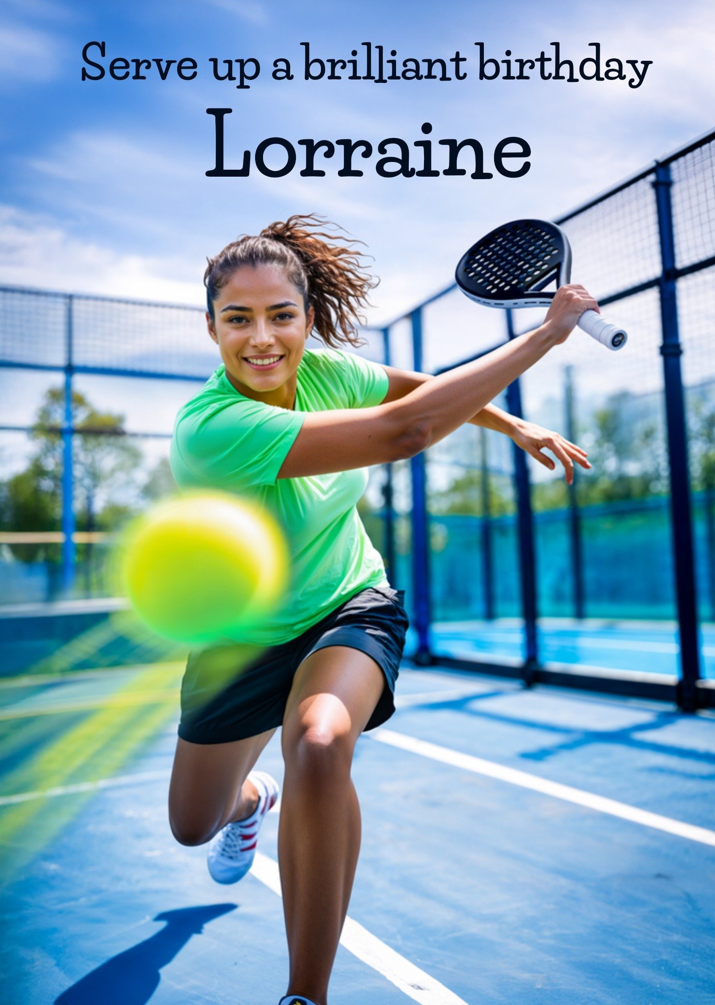 The London Studio Verjaardagskaart Face swap funny female padel player Greetz