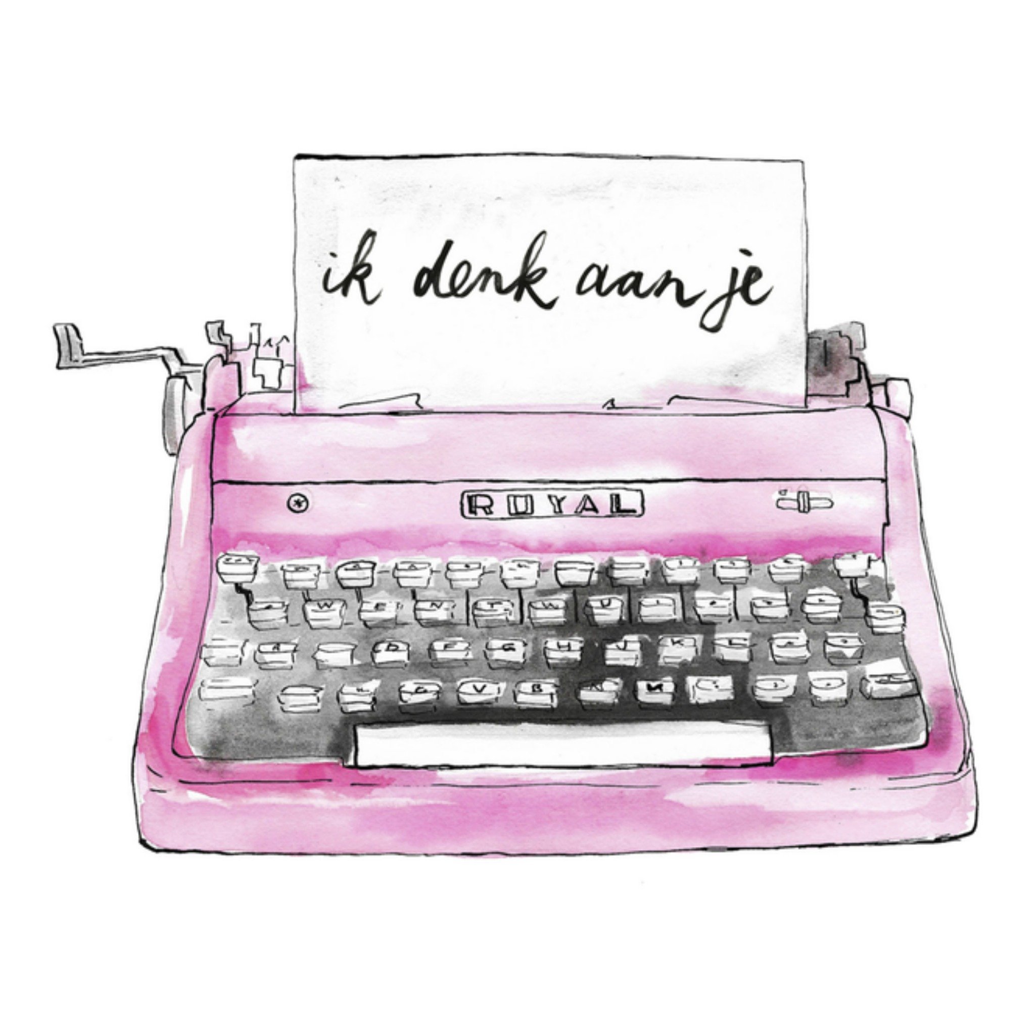 Denken aan kaart typemachine Vierkante Kaart Marie Bodié