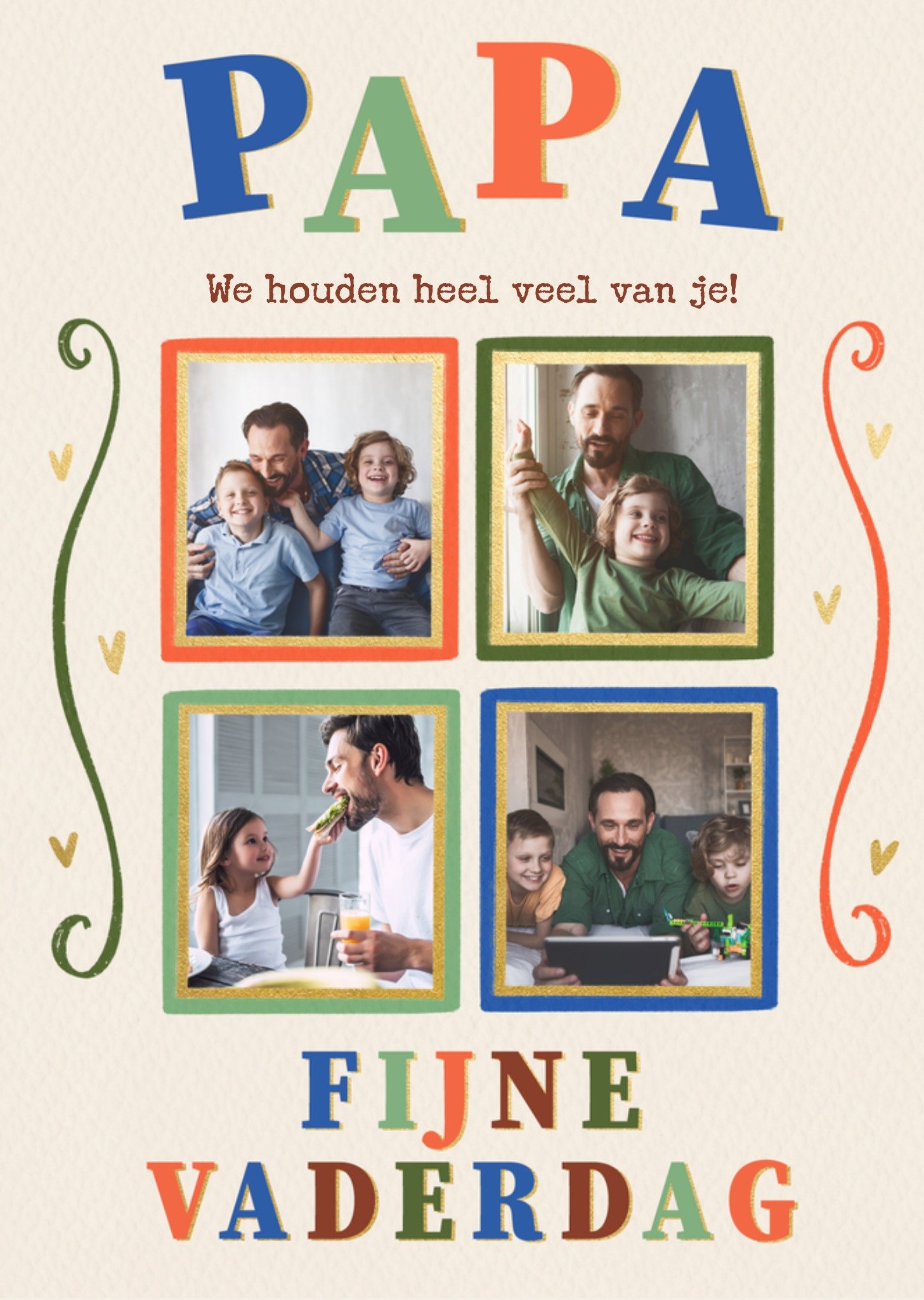 Vaderdagkaart Papa Fijne Vaderdag Foto Collage Met Aanpasbare Tekst En Foto Greetz