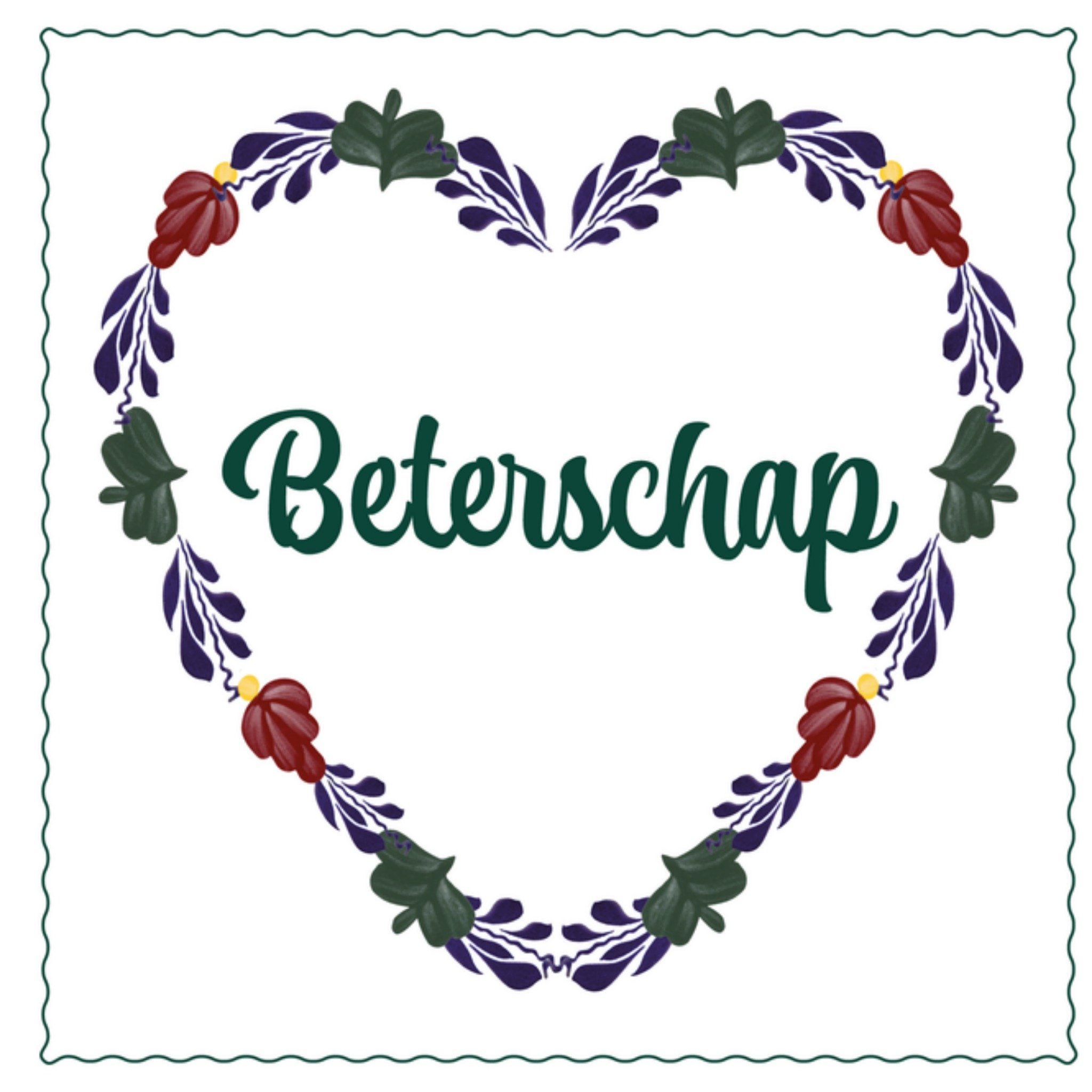 Beterschapskaart Illustratie Vierkante Kaart Boerenbont