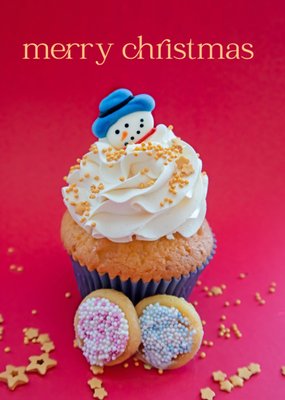 Photoflash | Kerstkaart | Cupcake | Sneeuwman