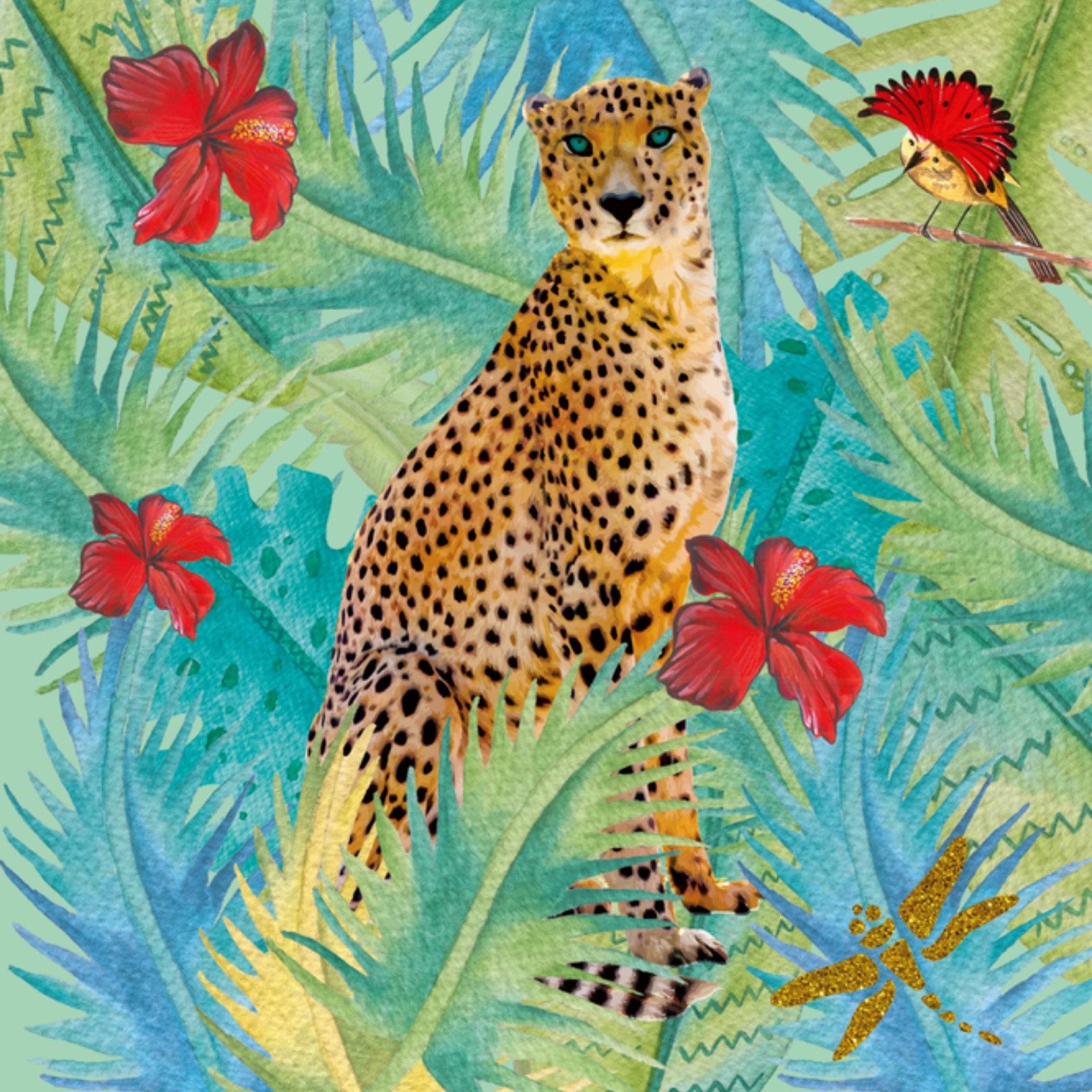 Zomaar kaart Luipaard Vierkante Kaart Paperclip