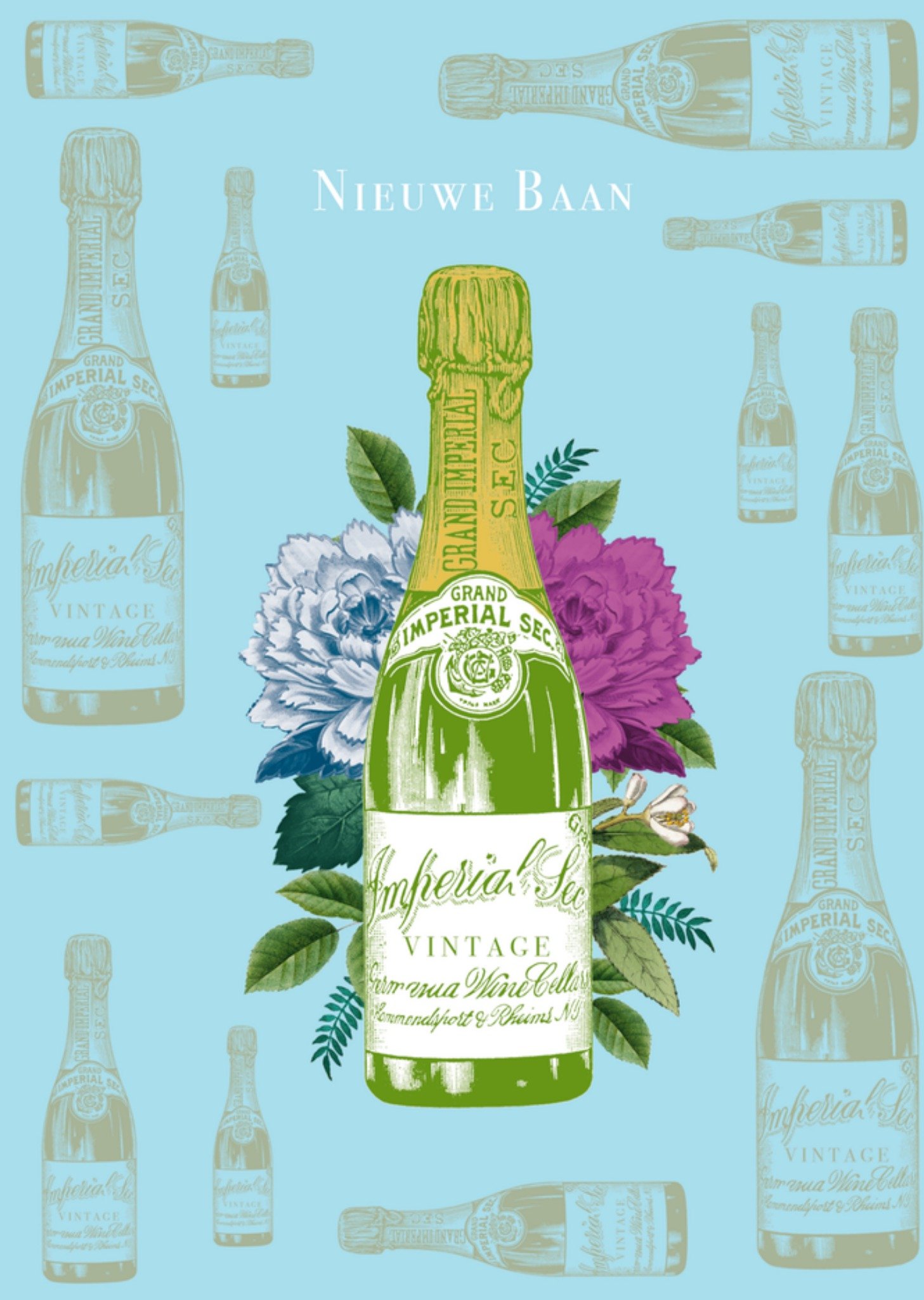 Nieuwe baan champagne Kaart Paperclip