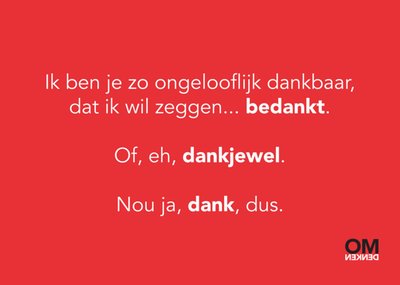 Omdenken | Bedankt kaart | Ongelooflijk dankbaar