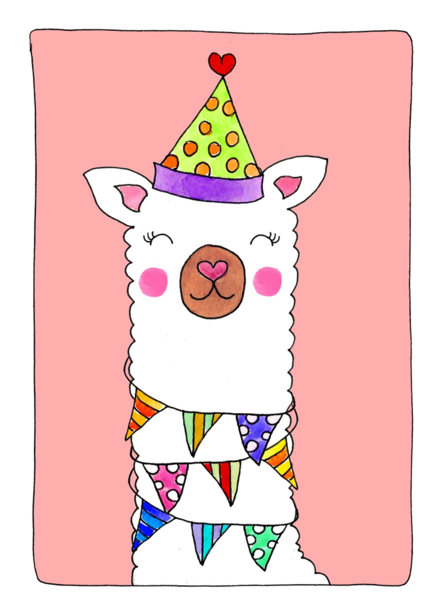 Verjaardagskaart Schattig feest alpaca Kaart Sandysign
