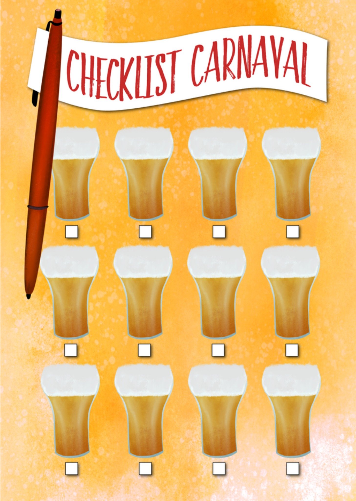 Carnaval kaart Biertje Checklist Greetz