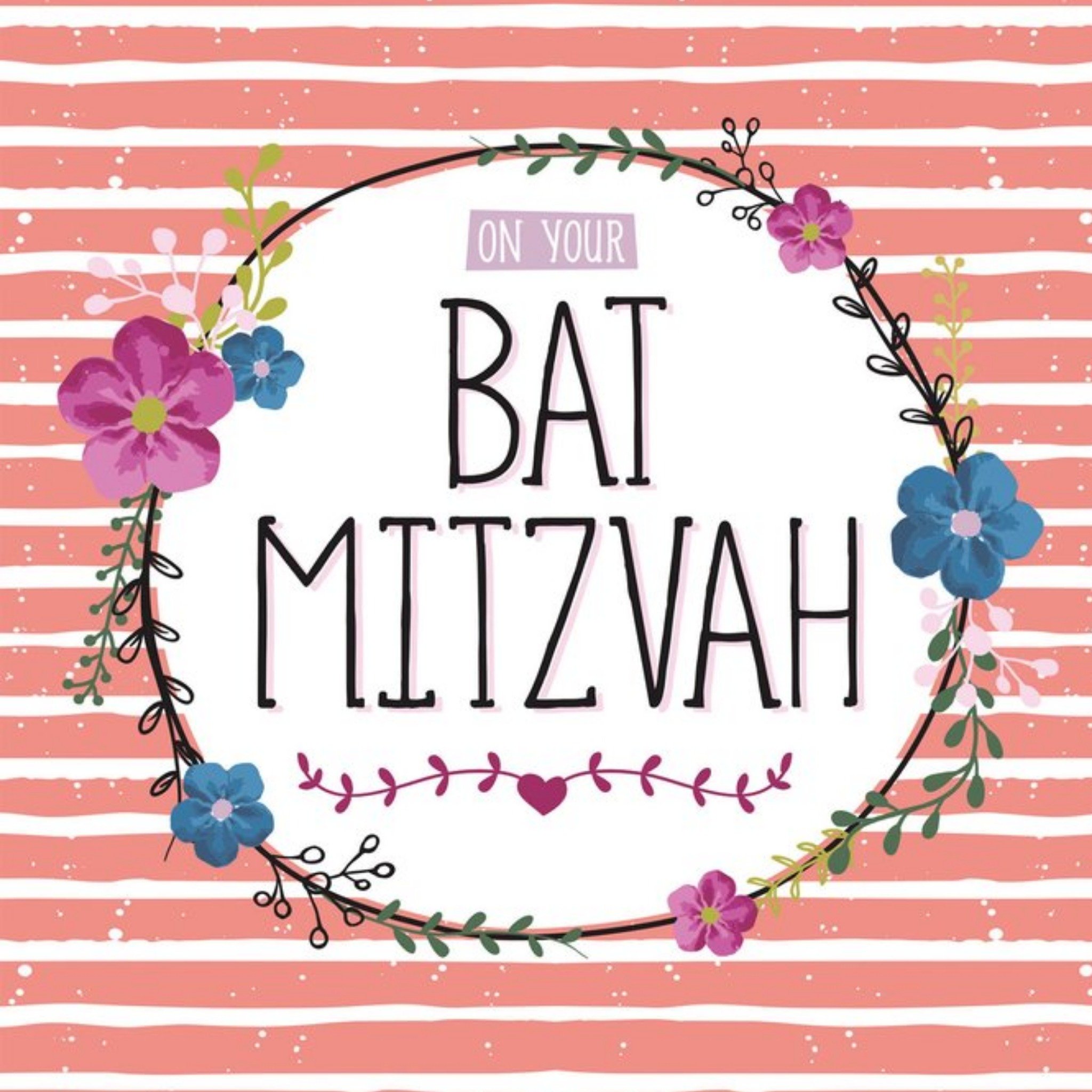 Davora Bat Mitzvah kaart Bloemen Vierkante Kaart Davora Ltd