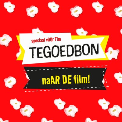 Tegoedbon Naar De Film Popcorn Patroon Typografisch Kaart