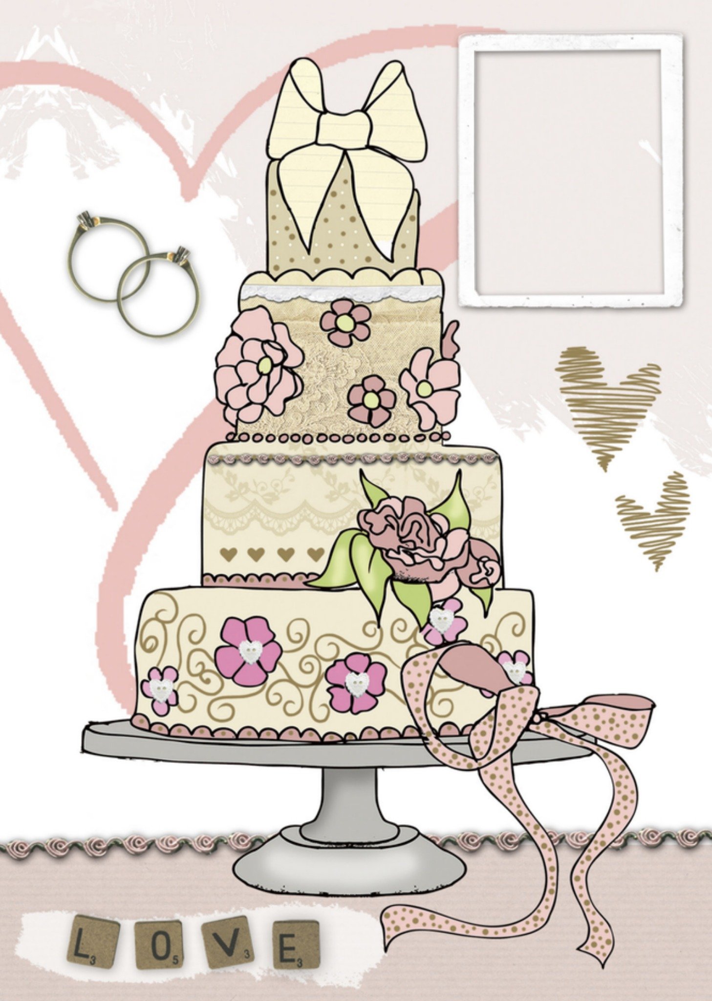 Huwelijkskaart taart fotokaart Kaart TMS