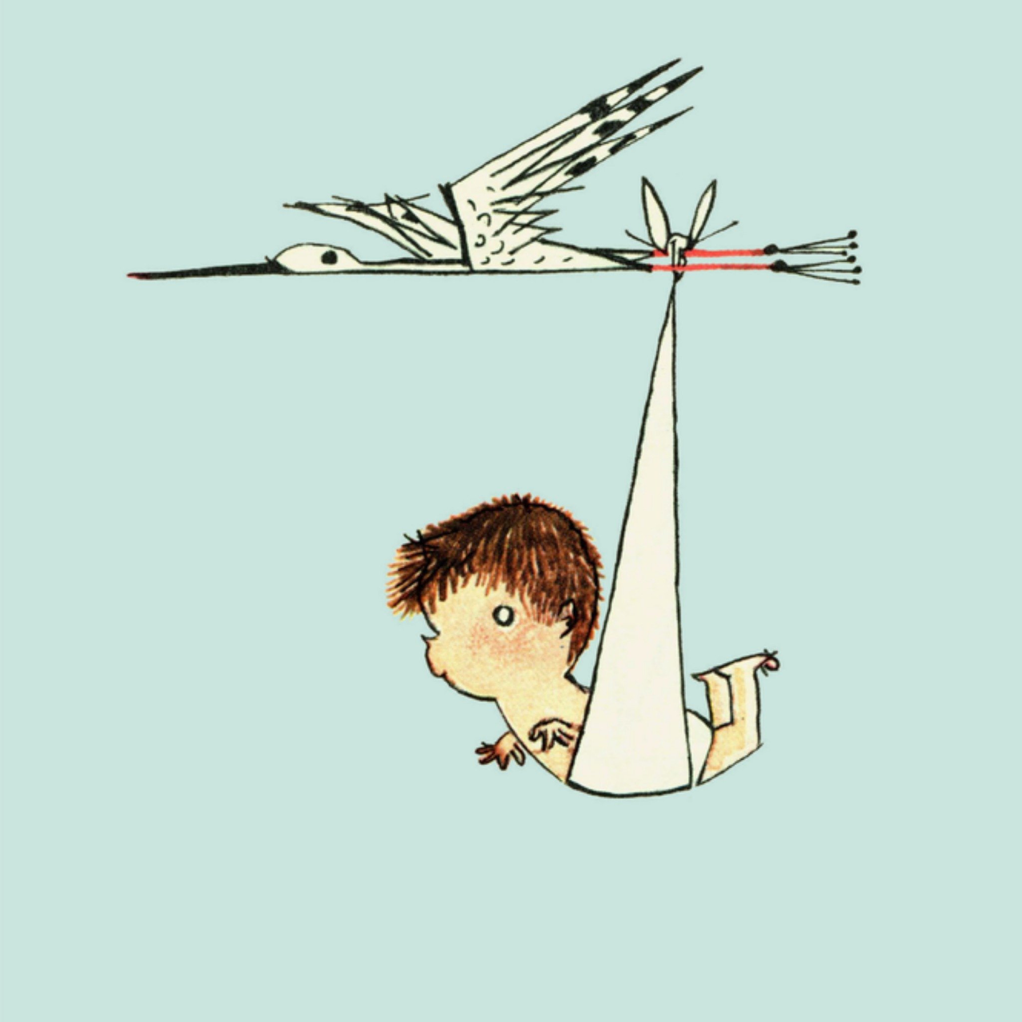 Geboortekaart ooievaar Vierkante Kaart Fiep Westendorp