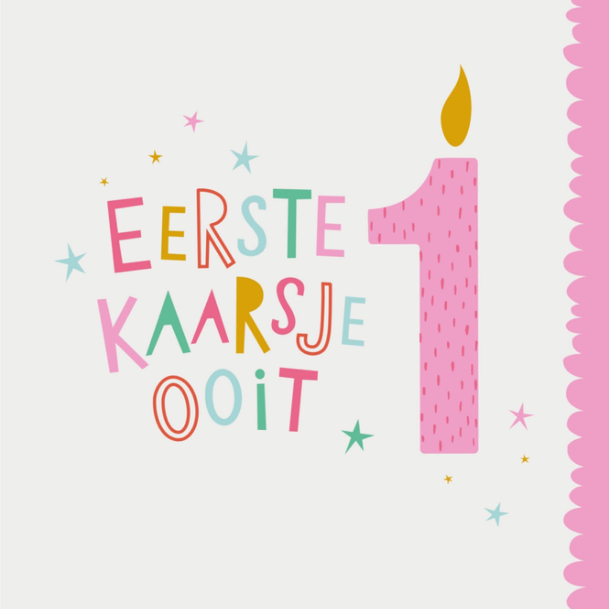 Verjaardagskaart eerste kaarsje Vierkante Kaart Dotty Black