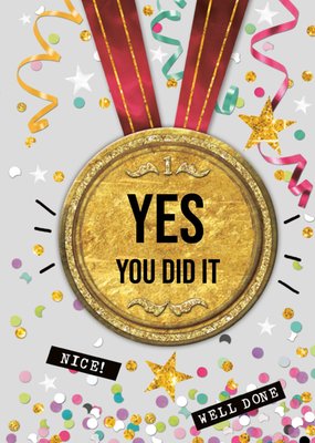 Yes You Did It Gouden Medaille Gefeliciteerd Kaart